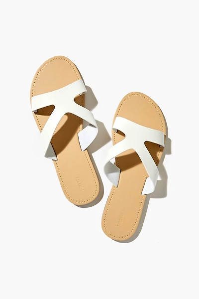 Faux Leather Strappy Flat Sandals
