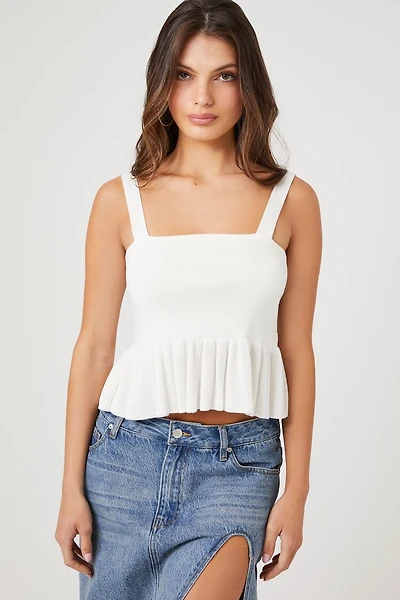 Sweater-Knit Flounce Tank Top