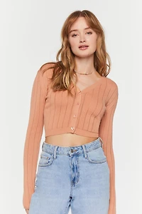 Lace-Up Cropped Cardigan Sweater