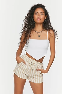 Striped Drawstring Twill Shorts