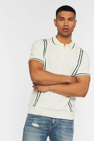 Striped-Trim Polo Shirt