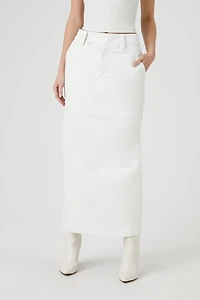 Faux Leather Slit Midi Skirt