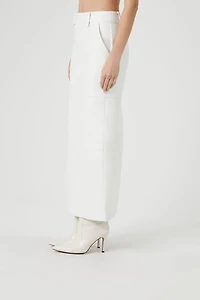 Faux Leather Slit Midi Skirt