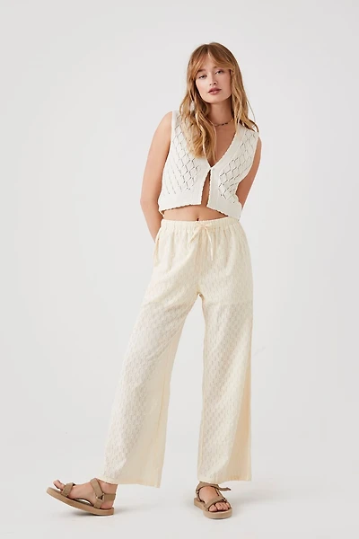 Textured Drawstring Wide-Leg Pants