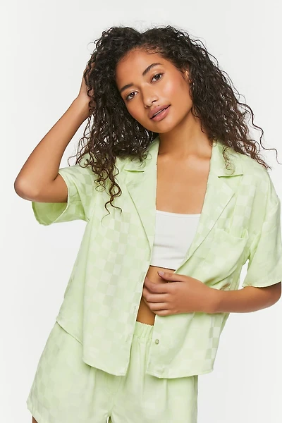 Jacquard Checkered Short-Sleeve Shirt