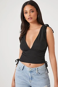 Plunging Drawstring Crop Top