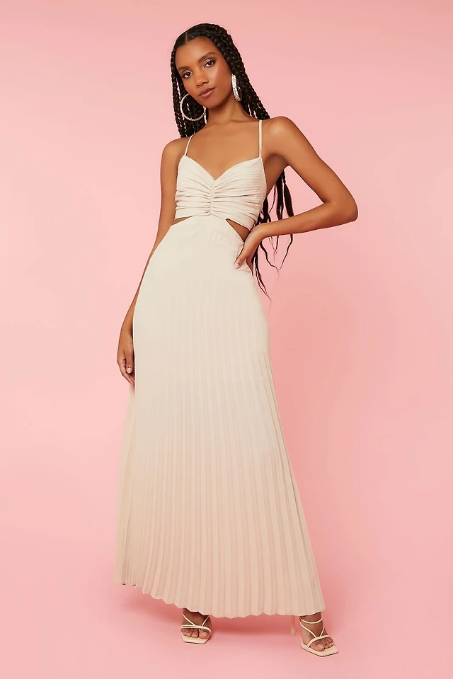 abercrombie satin pleated maxi dress Size small. Abercrombie satin pleated cutout maxi
