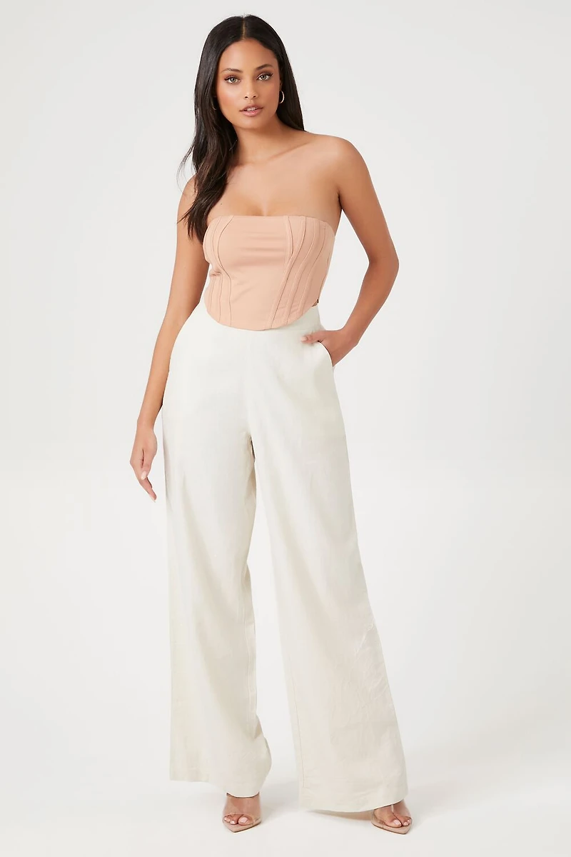 Linen-Blend Wide-Leg Pants