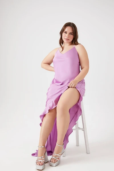 Plus Size Satin Maxi Dress