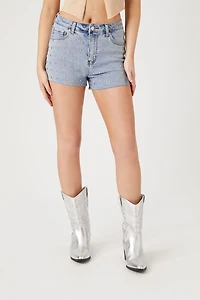 Raw-Cut Studded Denim Shorts
