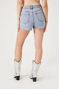 Raw-Cut Studded Denim Shorts