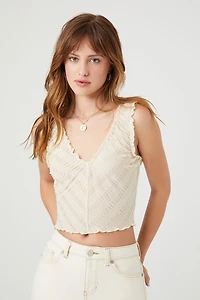 Chevron Print Lettuce-Edge Tank Top