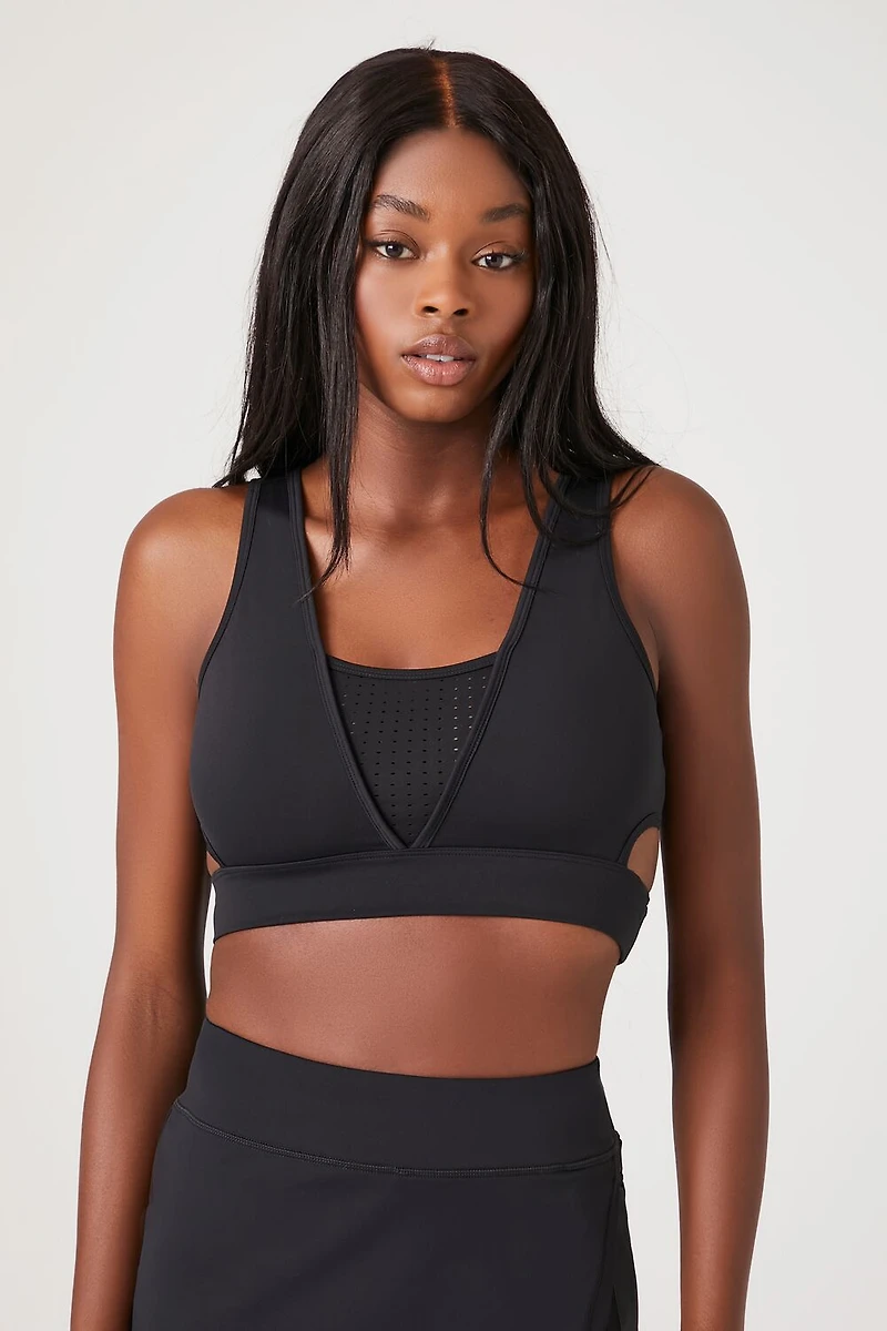 Perforated V-Neck Sports Bra