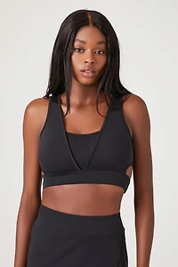Perforated V-Neck Sports Bra