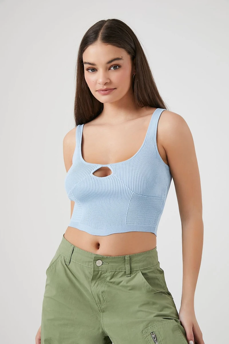 Sweater-Knit Cutout Cropped Tank Top