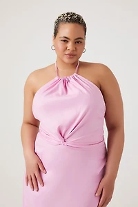 Plus Size Knotted Halter Top