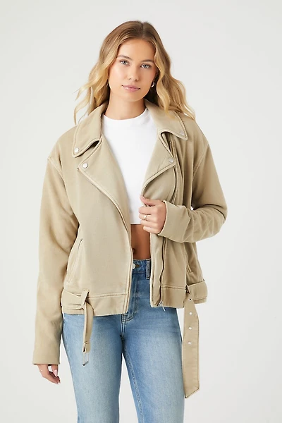 Asymmetrical French Terry Moto Jacket