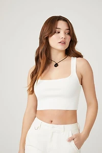 Sweater-Knit Sleeveless Crop Top