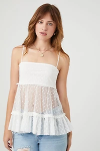 Sheer Mesh Ruffle Cami