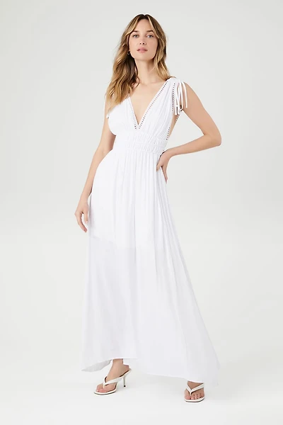 Crepe Caged V-Neck Maxi Dress