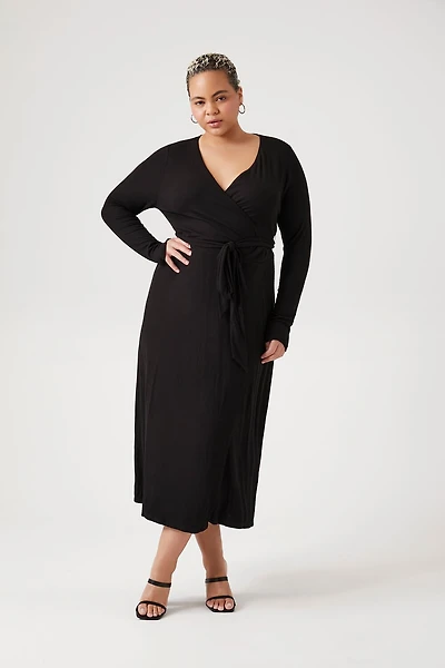 Plus Size Wrap Midi Dress