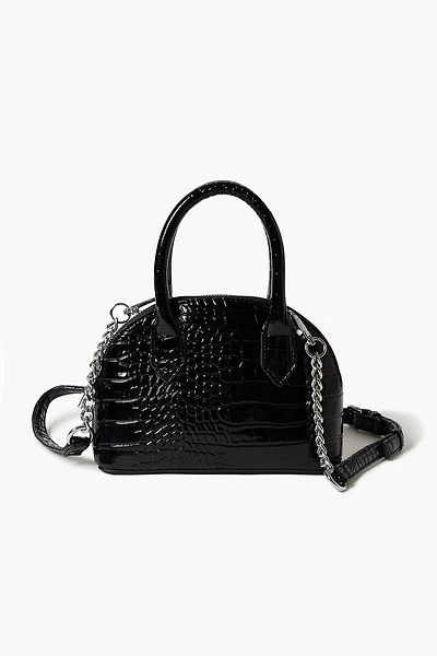 Faux Croc Crossbody Satchel Bag