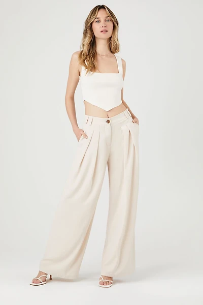 Crepe High-Rise Wide-Leg Pants