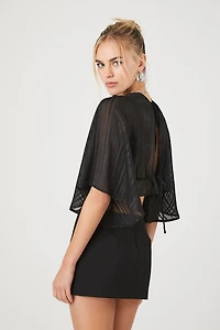 Plunging Kimono-Sleeve Crop Top