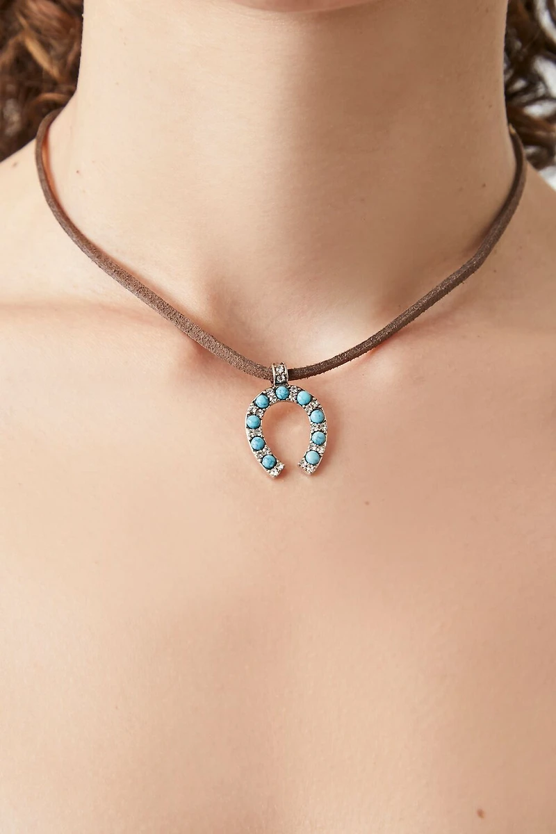 Faux Stone Horseshoe Necklace