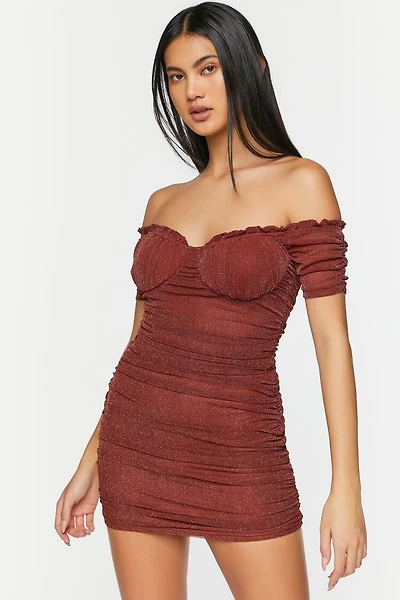 Glitter Knit Off-the-Shoulder Mini Dress