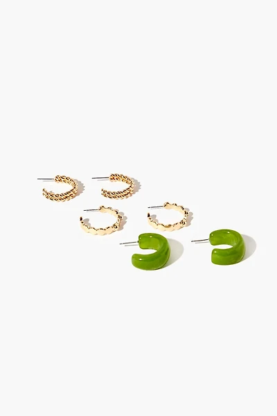 Dual-Twist Hoop Earring Set