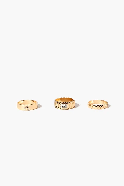 Twisted Faux Gem Ring Set