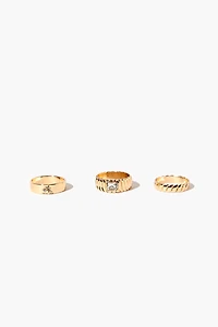 Twisted Faux Gem Ring Set