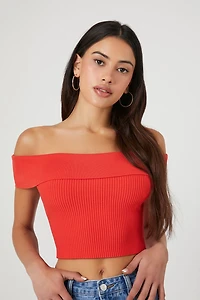 Sweater-Knit Off-the-Shoulder Top