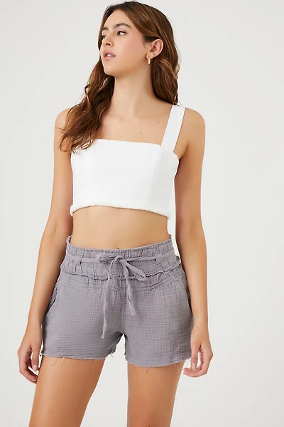 Linen-Blend Drawstring Shorts