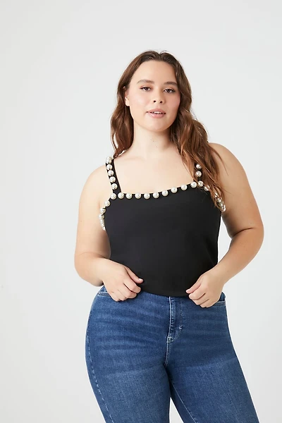 Plus Size Faux Pearl Tank Top