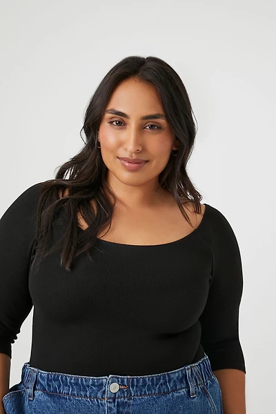 Plus Size Ribbed Scoop Bodysuit