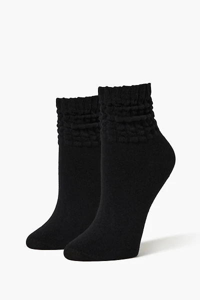 Crinkle Ribbed Knit Crew Socks