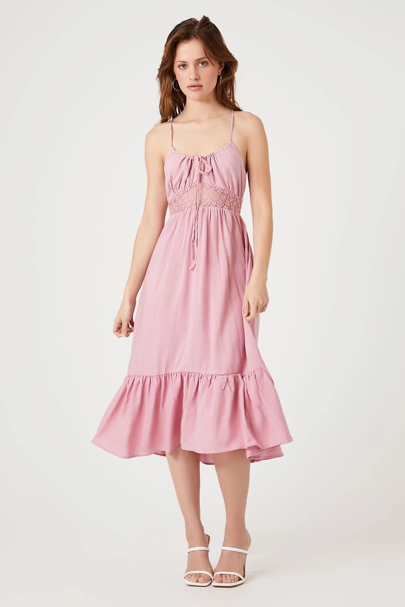 Flounce Crisscross Midi Dress
