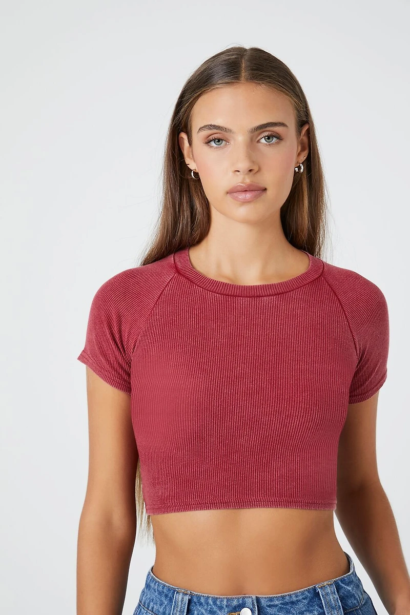 Rib-Knit Cropped Tee