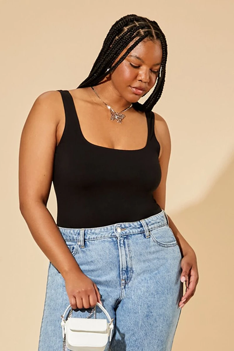 Plus Size Square-Neck Tank Bodysuit