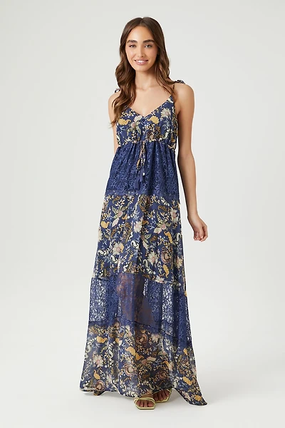 Chiffon Ornate Print Maxi Dress