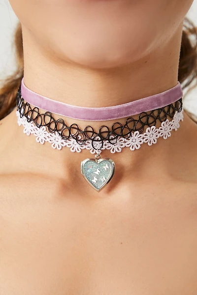 Girls Lace Heart Necklace Set (Kids)