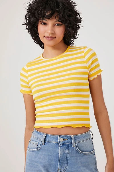 Striped Lettuce-Edge Tee