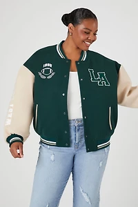 Plus Size Varsity Letterman Bomber Jacket