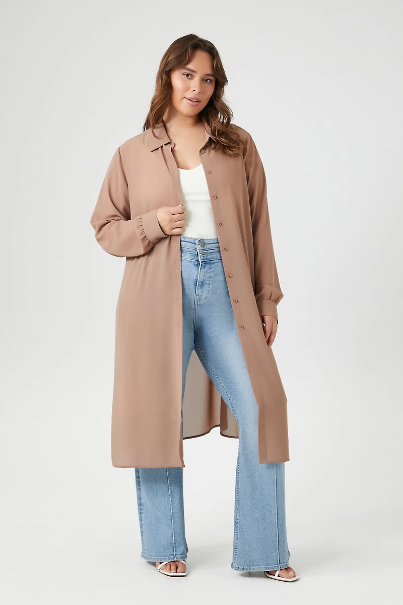 Plus Size Long-Sleeve Shirt Tunic