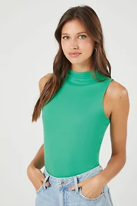 Ribbed Knit Mock-Neck Bodysuit
