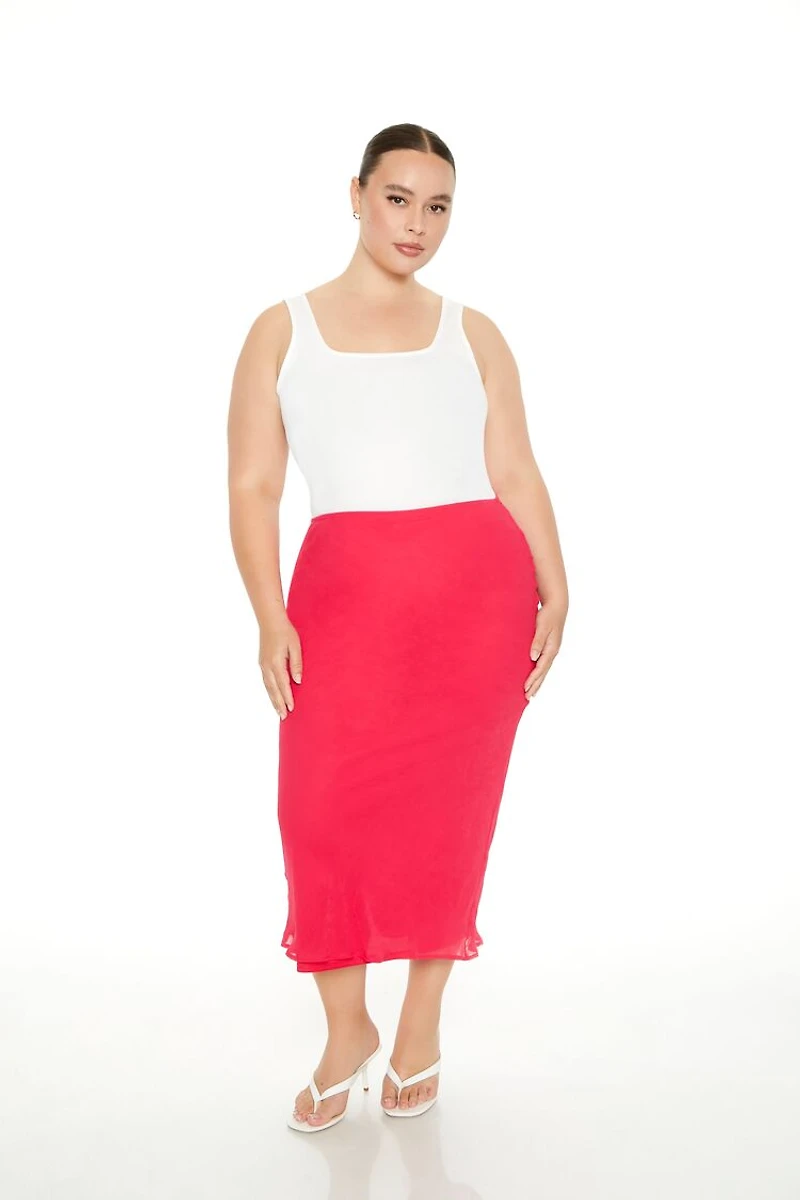 Plus Size Chiffon A-Line Maxi Skirt