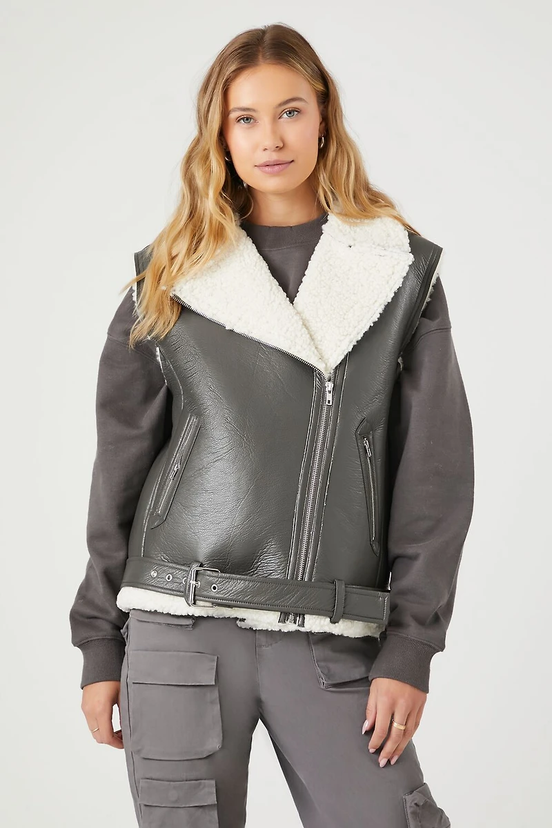 Faux Shearling-Trim Vest