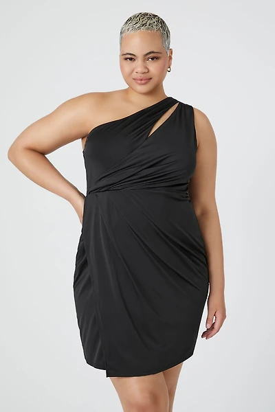 Plus Size One-Shoulder Mini Dress